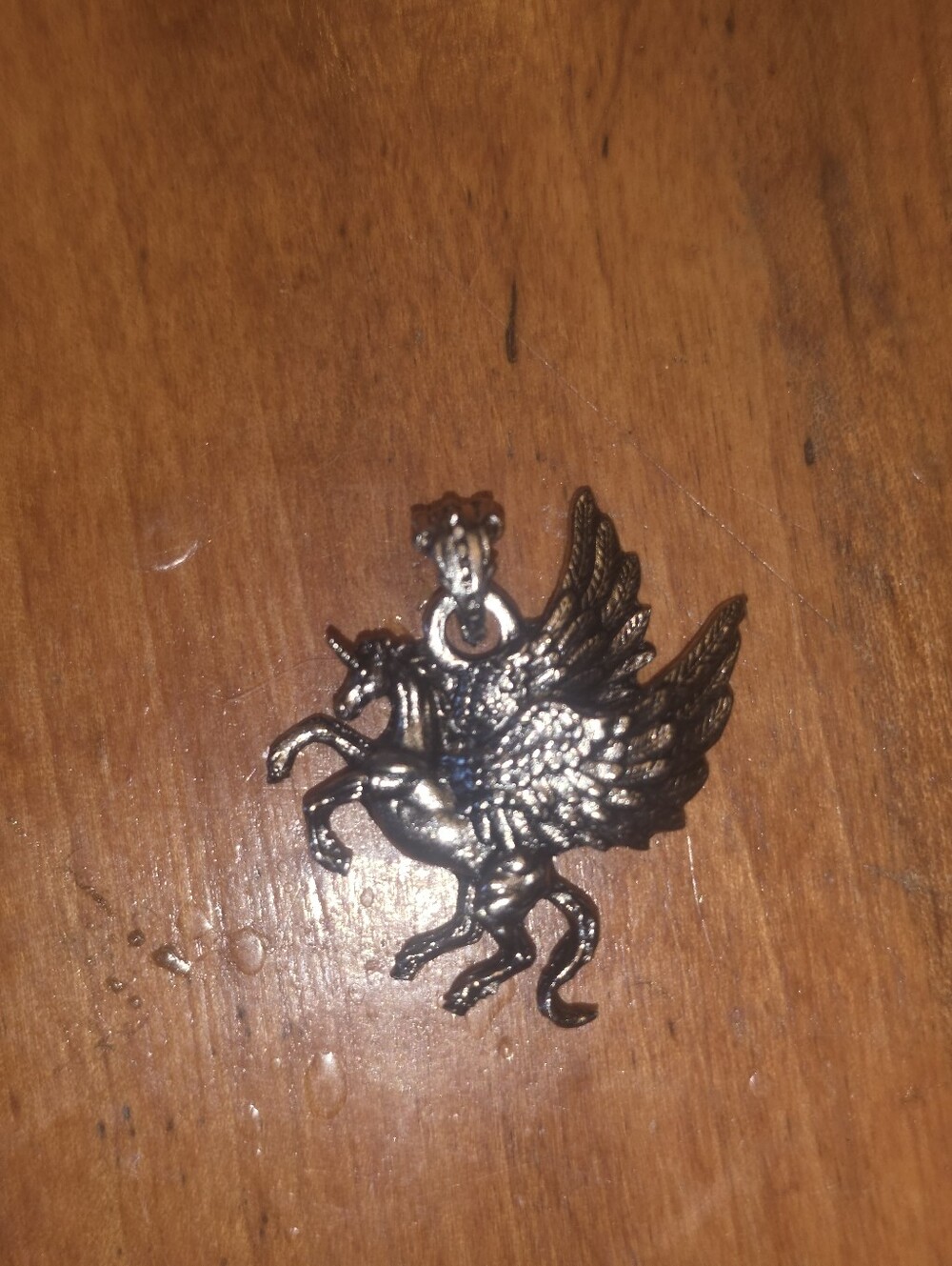 Silver-tone ~1" Pegasus Unicorn Pendant With Wings
